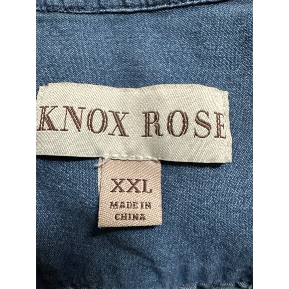 Knox Rose Womens Chambray Embroidered Tunic Sleeveless Dress XXL 65% Cotton - Picture 6 of 8